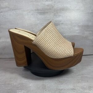 Jessica Simpson Shoes Womens Size 8.5M Shelbie Platform Heel Sandals Tan Woven